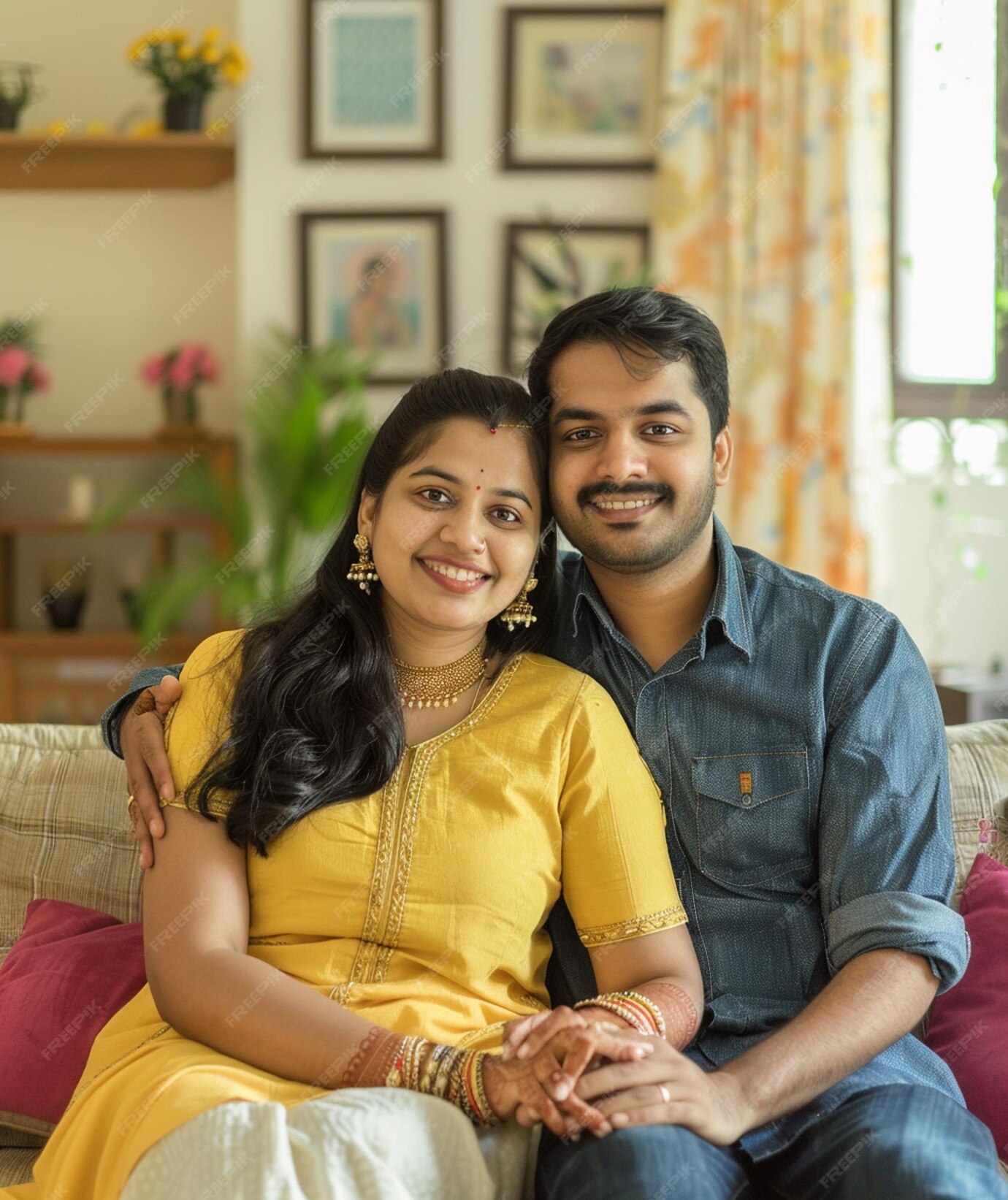 there-is-man-woman-sitting-couch-together-generative-ai_1035757-7867